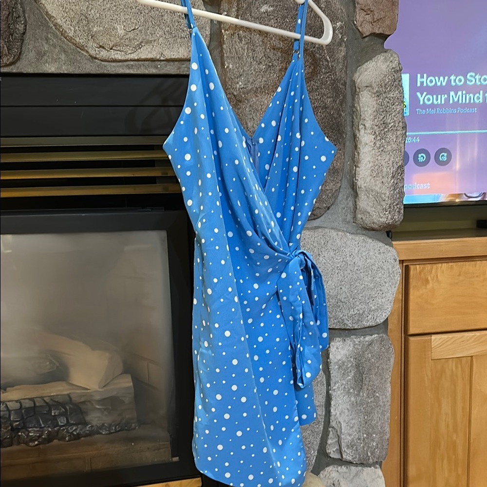 Blue Polka Dot Wrap Romper